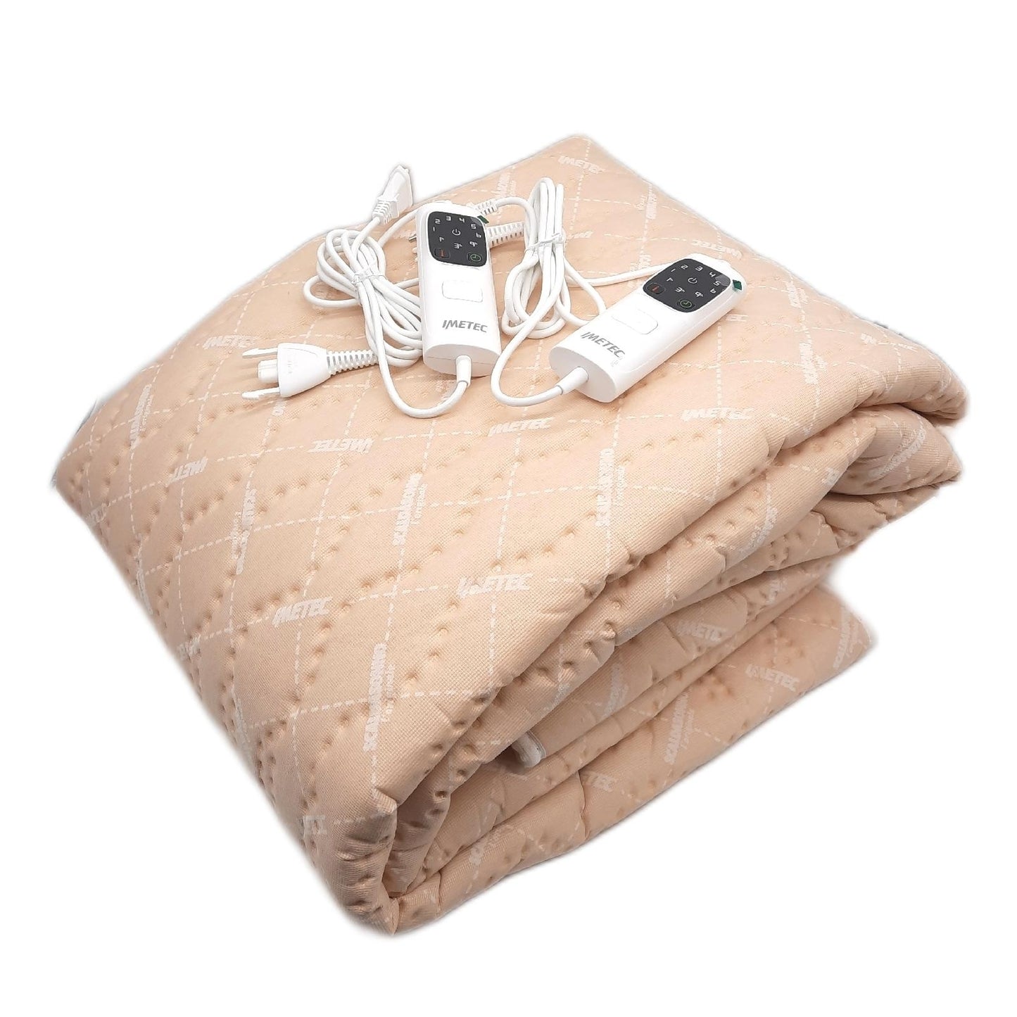 Imetec Scaldasonno Adapto Wärmeunterbett für Doppelbett 150x160 cm schnelle Erwärmung personalisierbare Temperatur 100 % Wolle und Merinowolle Made in Italy 2 separate Bedieneinheiten 6 Temp