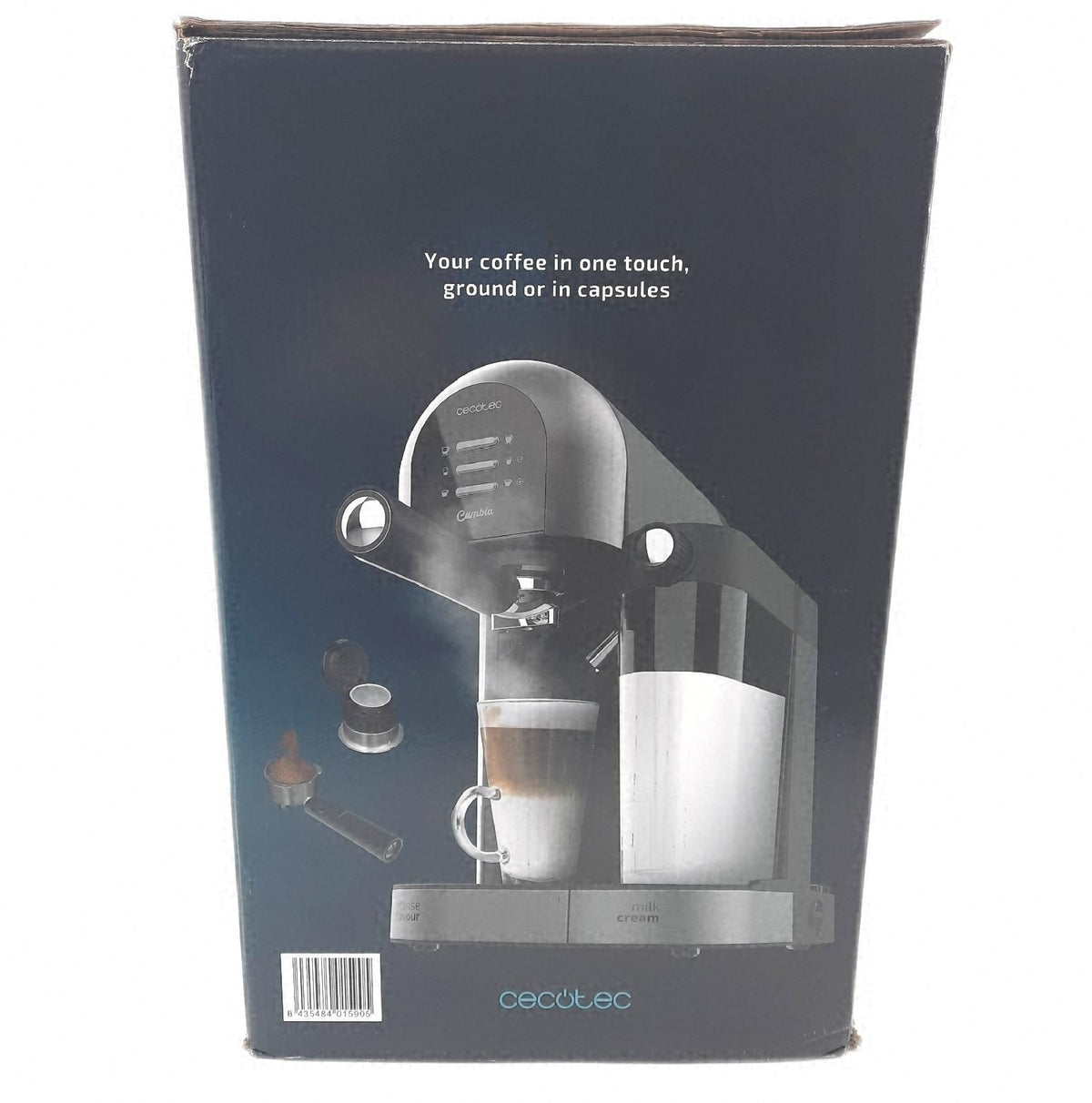 Cecotec Halbautomatische Kaffeemaschine Power Instant ccino 20 Chic Serie Nera schwarz