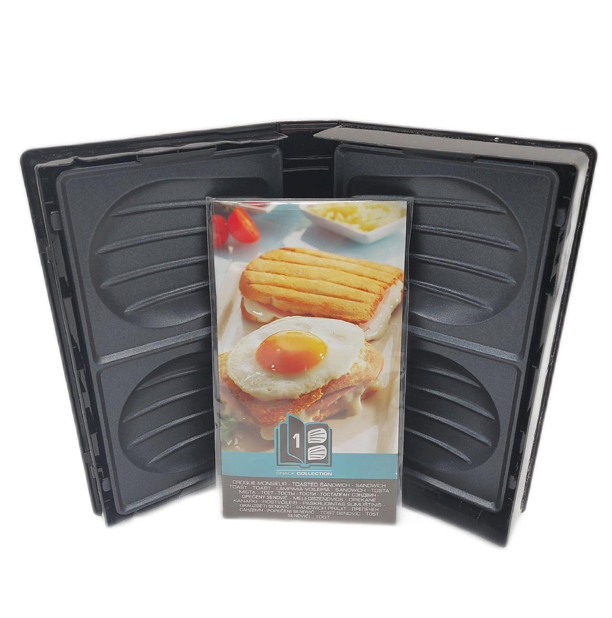 Tefal Snack Maker Küchengeräte XA800112 zwei Teller Croque Monsieur Rezeptbuch für