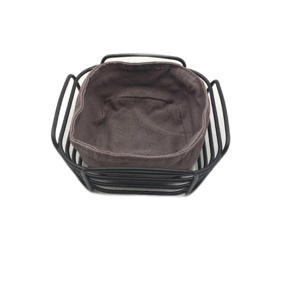 Home Brotkorb S Schwarz pulverbeschichteter Stahl mit Baumwoll Stofftasche 20 cm