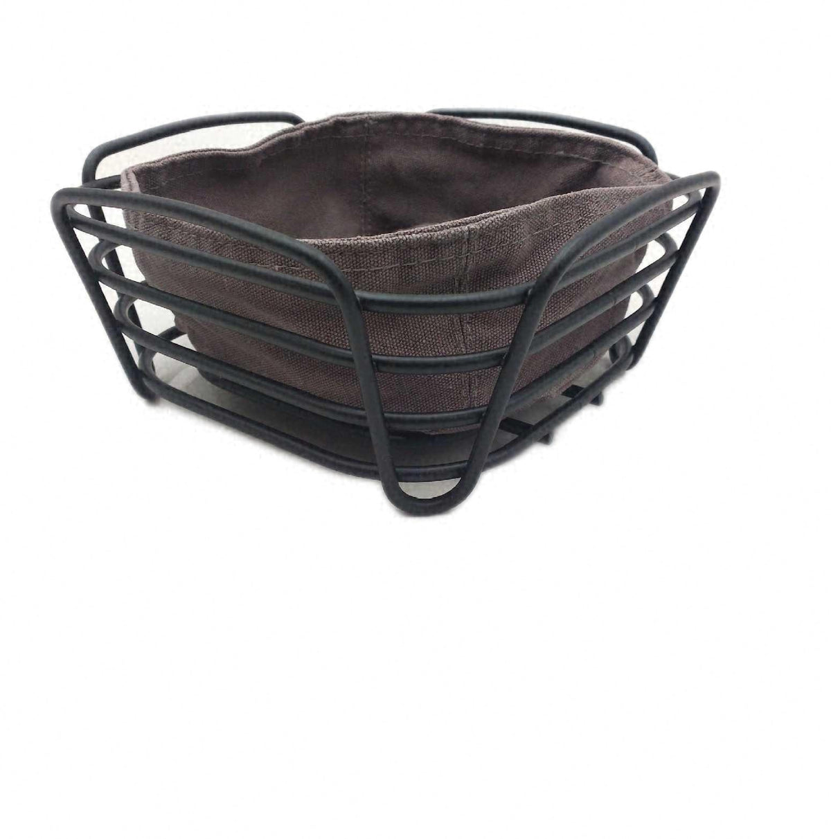 Home Brotkorb S Schwarz pulverbeschichteter Stahl mit Baumwoll Stofftasche 20 cm