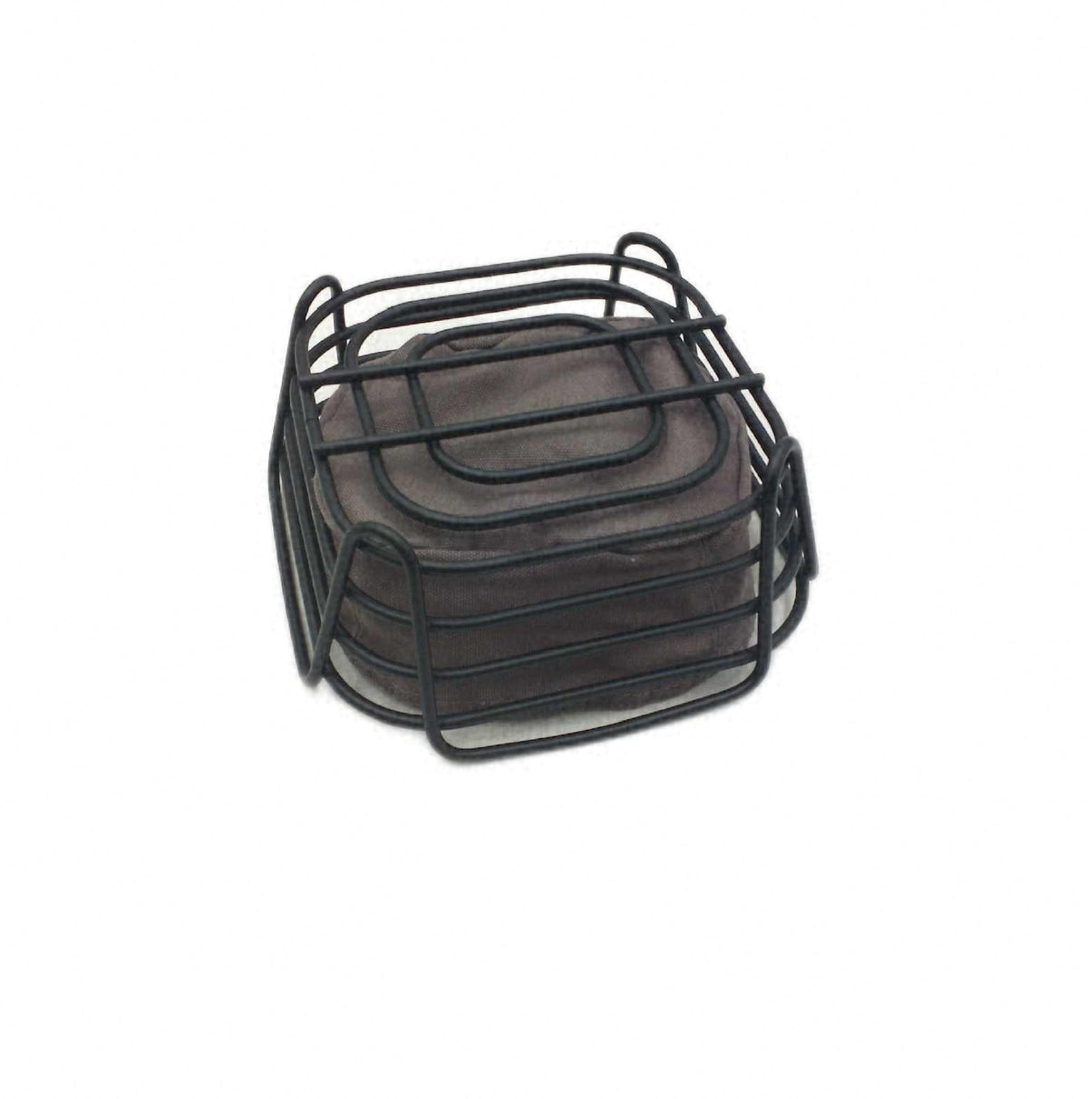Home Brotkorb S Schwarz pulverbeschichteter Stahl mit Baumwoll Stofftasche 20 cm