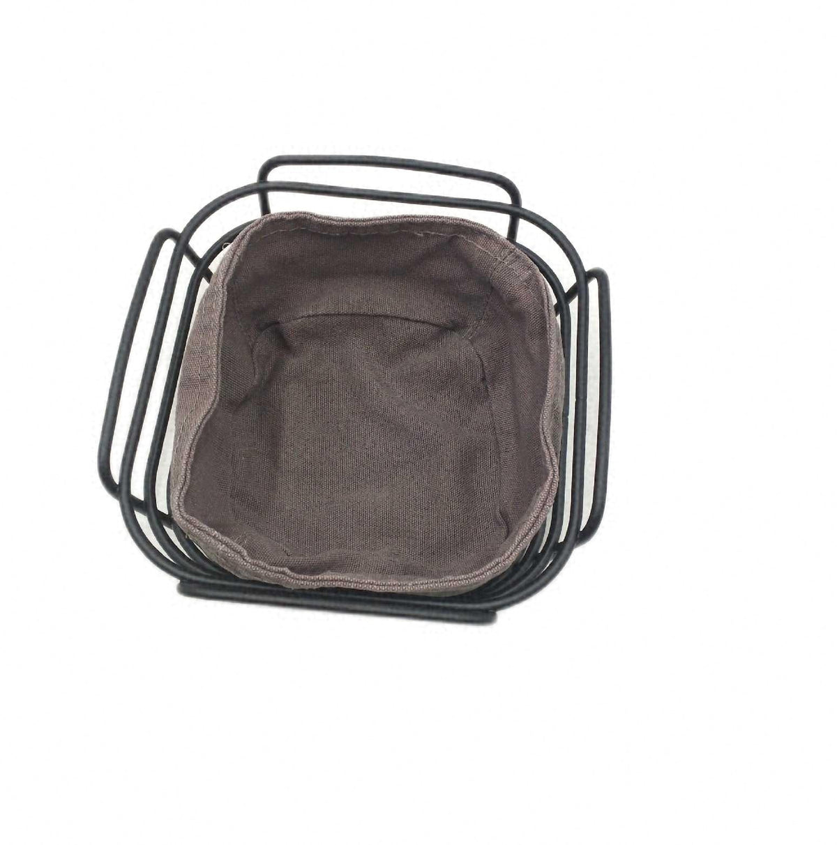 Home Brotkorb S Schwarz pulverbeschichteter Stahl mit Baumwoll Stofftasche 20 cm