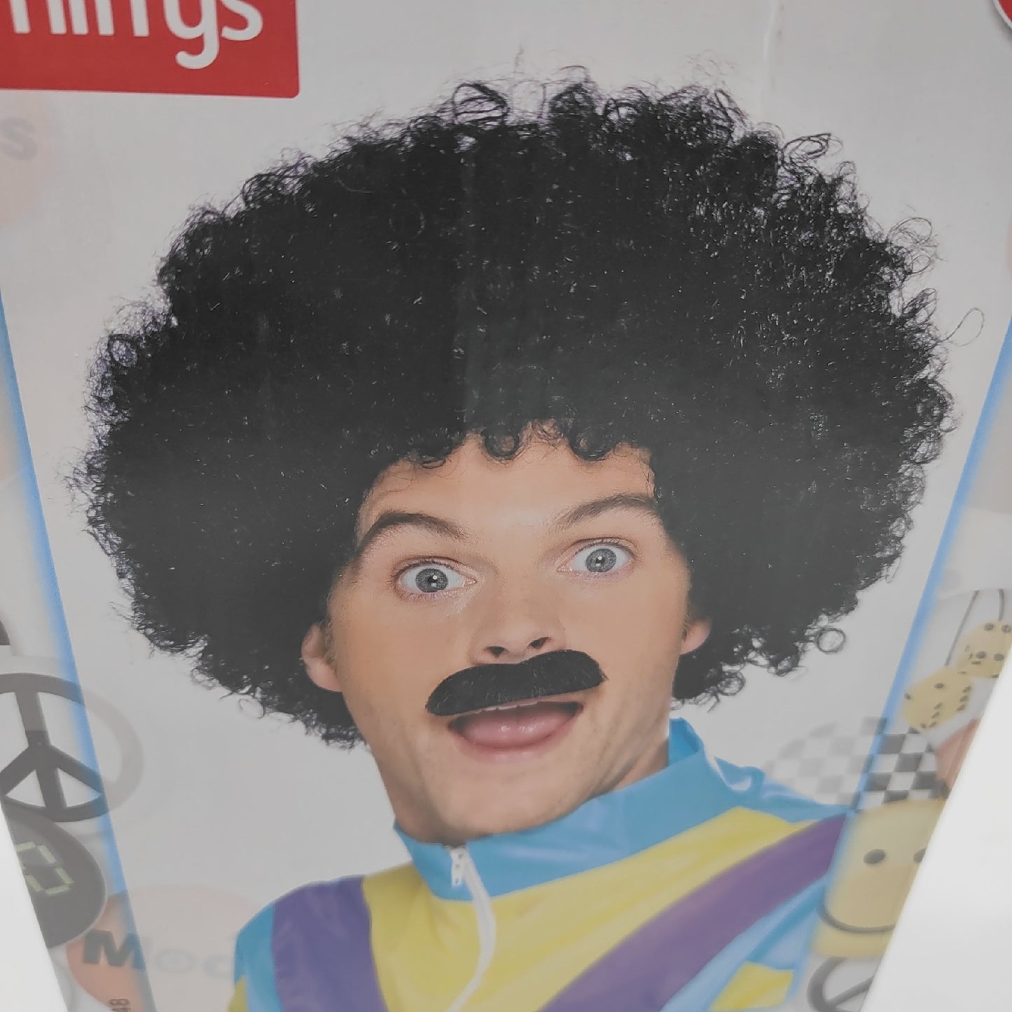Smiffys Verkleidung 1980er Jahre Outfit Scouser Kit Schwarz lockige Perücke Tash
