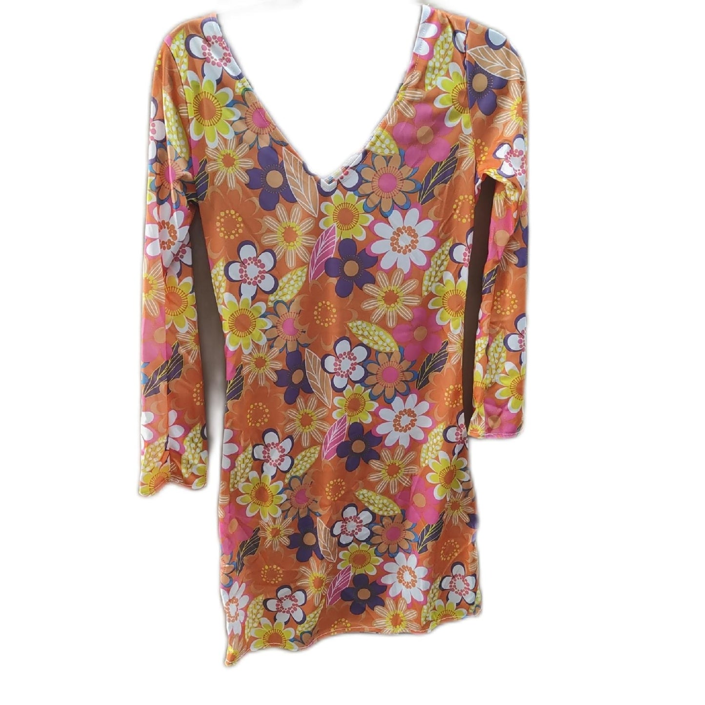 Smiffys Damen Blumen Hippie Kostüm Kleid Haarband Medaillon ohne Stiefel