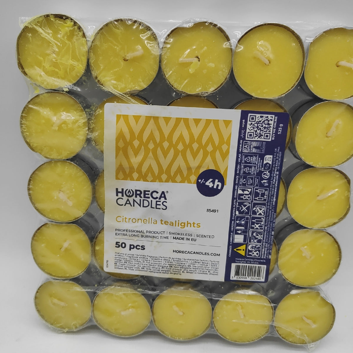 Horeca Candles Teelichter Duftkerzen Citronella Set 50 Gelbe Balkon