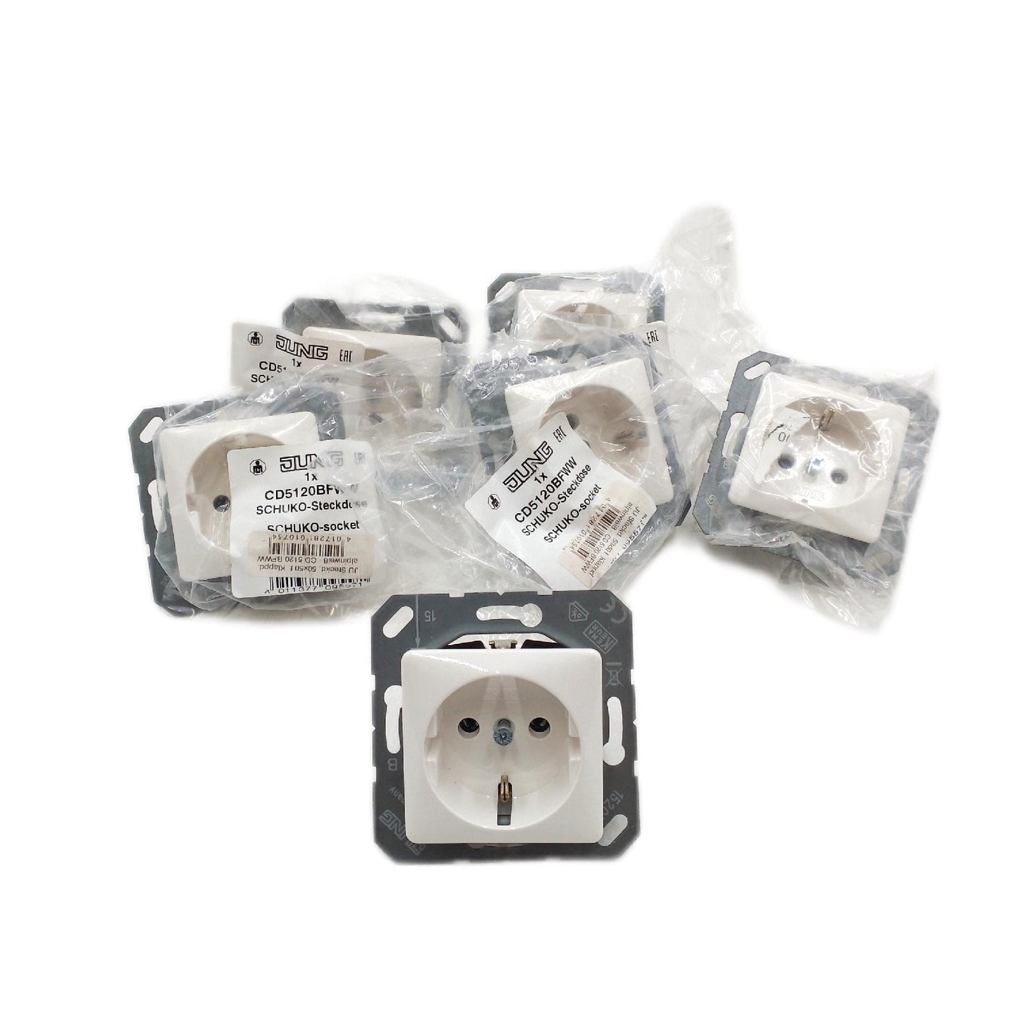 SCHUKO Steckdose Elektrik CD5120BFWW 50x50 6 Stück Installation Zubehör für Haushalt