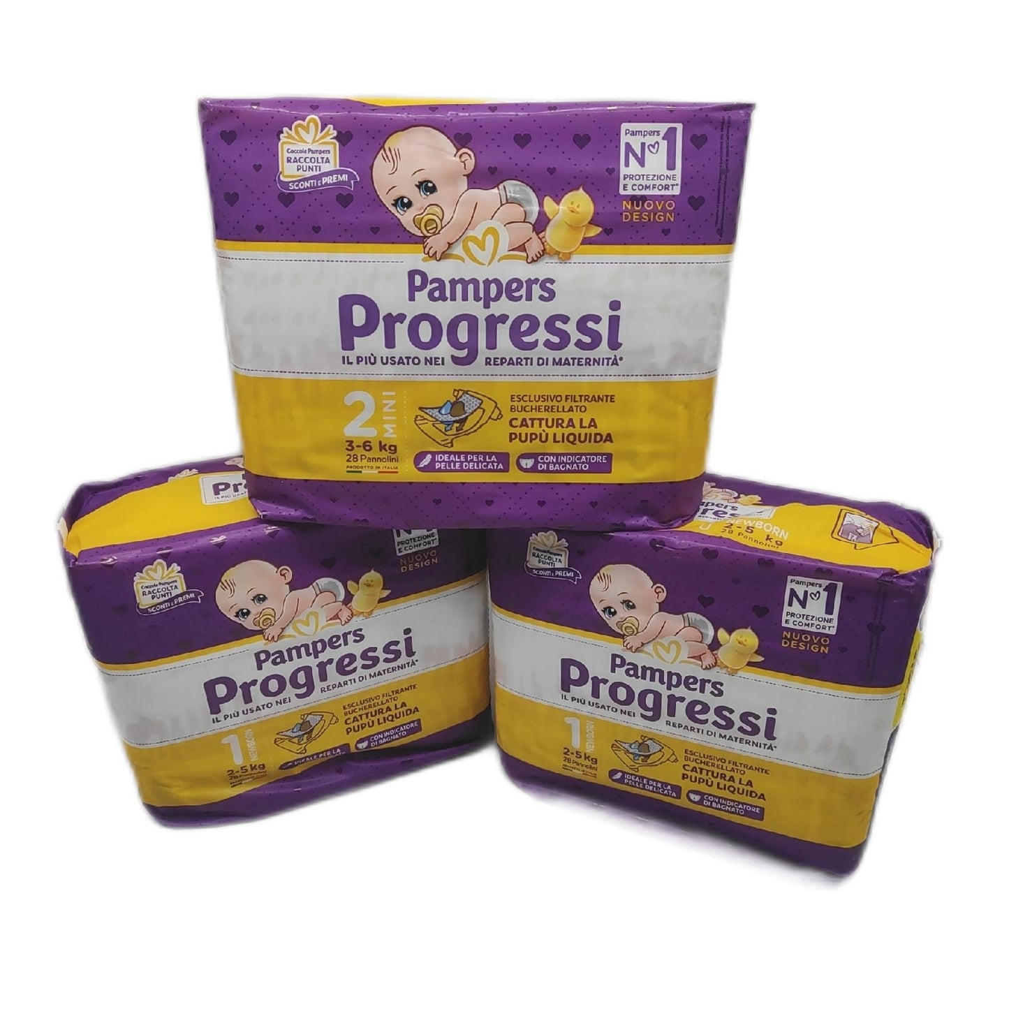 Pampers progressi Windeln 2 bis 5 kg Größe 1 neues Design 3x 28 Stück