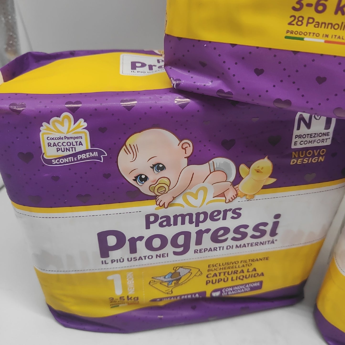 Pampers progressi Windeln 2 bis 5 kg Größe 1 neues Design 3x 28 Stück