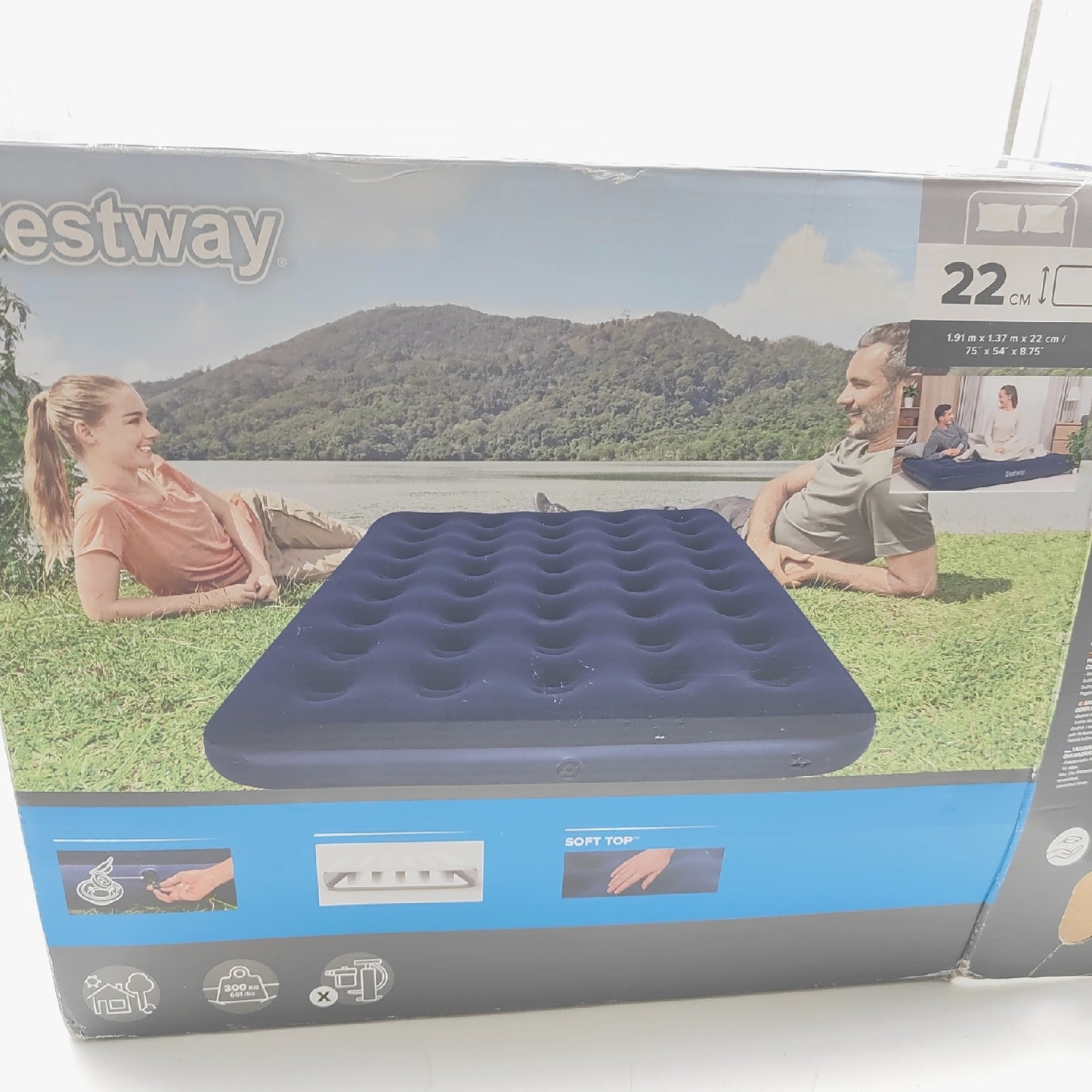 Bestway Campingmatratze Schlafzimmer Doppelbett Horizon Aufblasbar Blau Traglast 300 kg