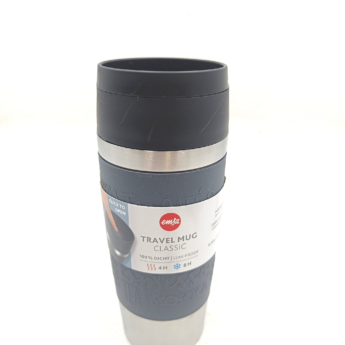 Emsa Travel Mug Classic Isolierbecher 036 Liter Edelstahl 4h Heiss 8h Kalt Dunkelgrau