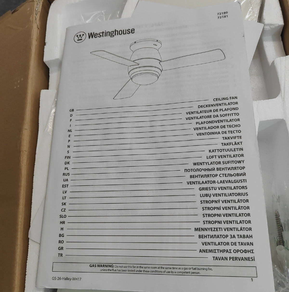 Westinghouse Halley Deckenventilator 112 cm weiß Beleuchtung Opal Milchglas