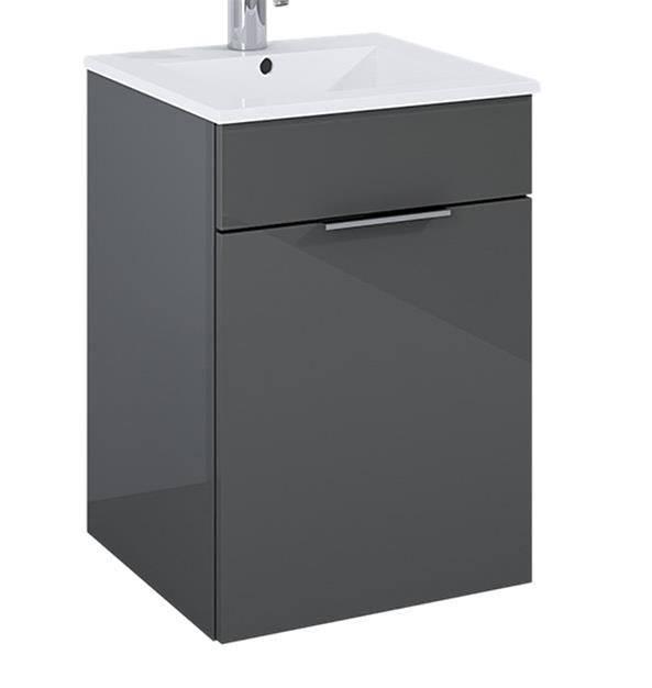 Qubico Badmöbel Set Badezimmer Badmöbel Anthrazit Hochglanz Modern Elegant