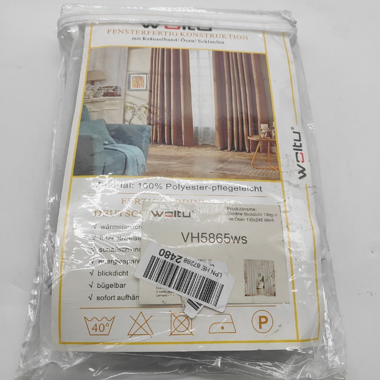 Woltu Verdunkelungsvorhang Gardinen Schlafzimmer Wohnzimmer 135x245 cm Blickdicht Verdunklung