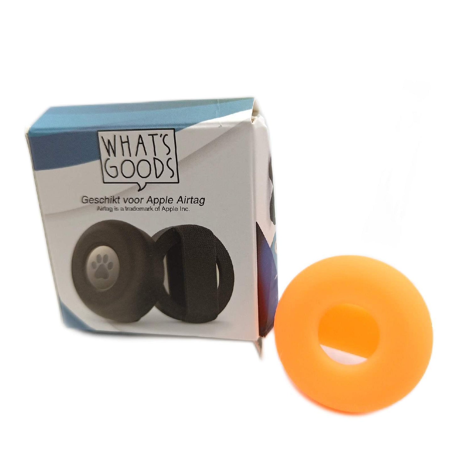 What's Goods® Original Hund und Katze Haustiere Silikon Halsband Schutz Hülle/Halter passend für Apple Airtag - Glow in The Dark Orange