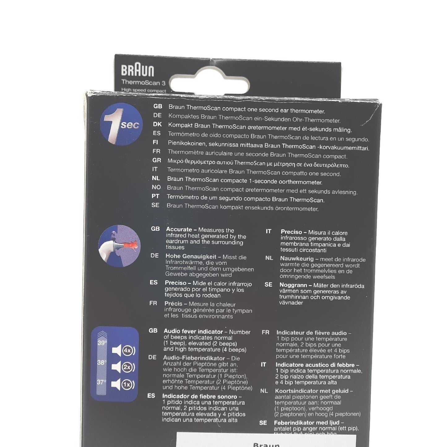 Braun Ohrthermometer Gesundheitsmonitore ThermoScan 3 Schnellmessung Ersatzfreizeit