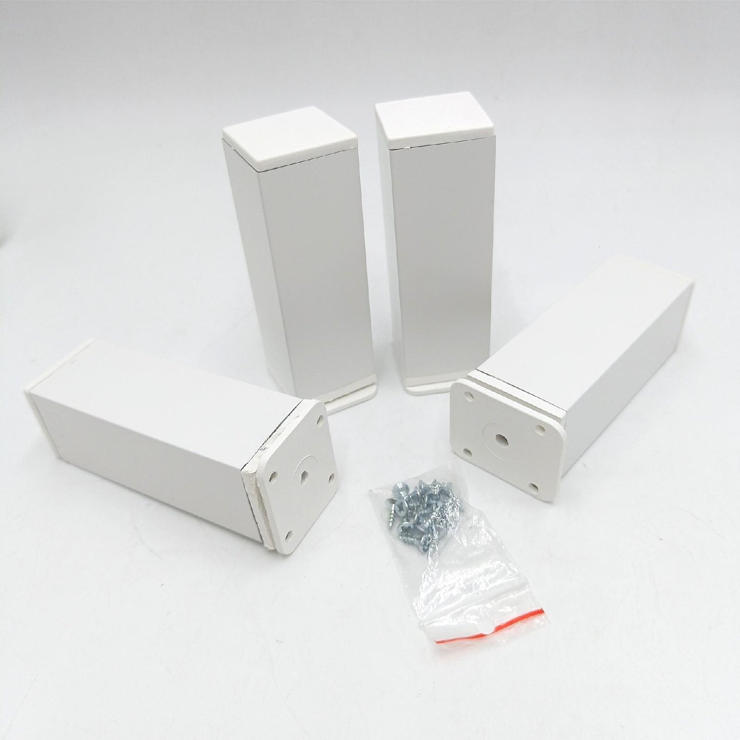 Alusfera Möbelfüße - Höhenverstellbar - Möbelfüße Verstellbare - Möbelfuß - Schrankfüsse - Möbelbeine 4 Stück 40x40mm - Metal Füße für Möbel 120mm - Möbelzubehör - Weiß