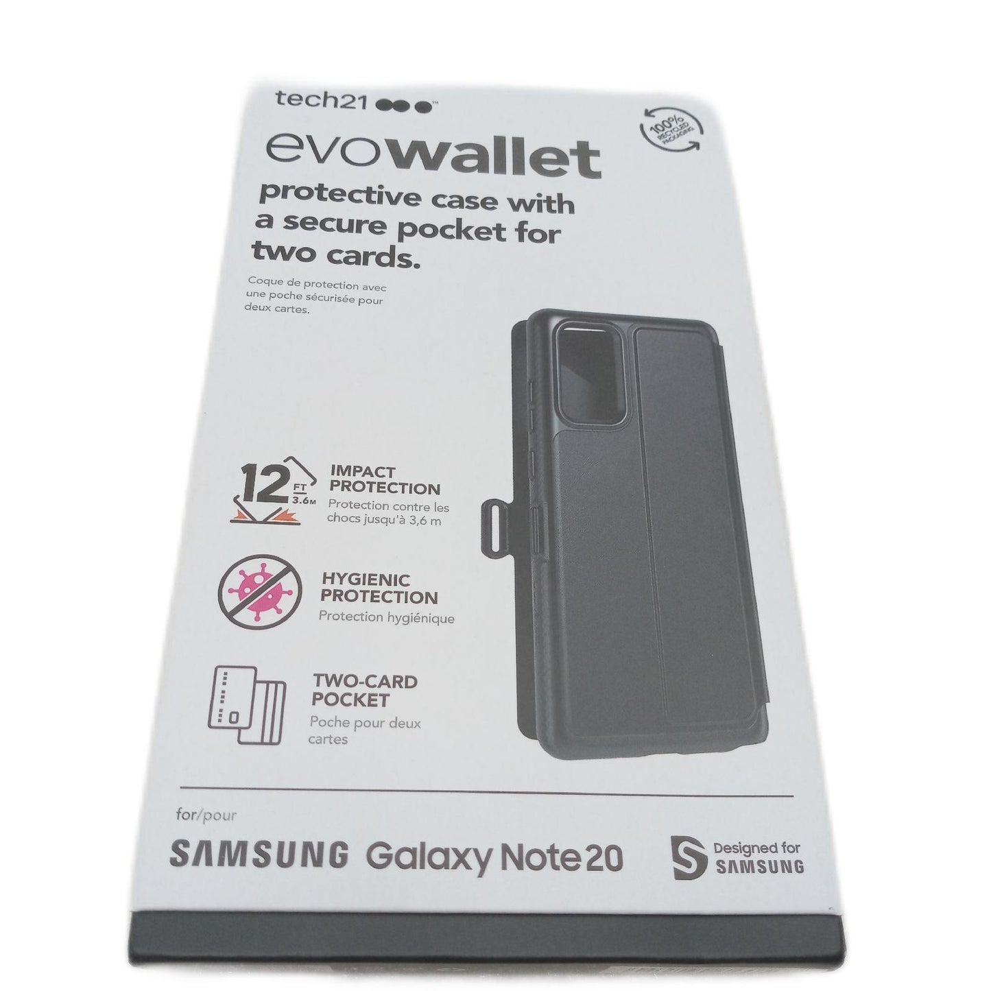 tech21 Evo Wallet für Samsung Galaxy Note20 5G Handyhülle - Hygienisch saubere Keimbekämpfung antimikrobielle Eigenschaften mit 3,6 m Fallschutz, Schwarz