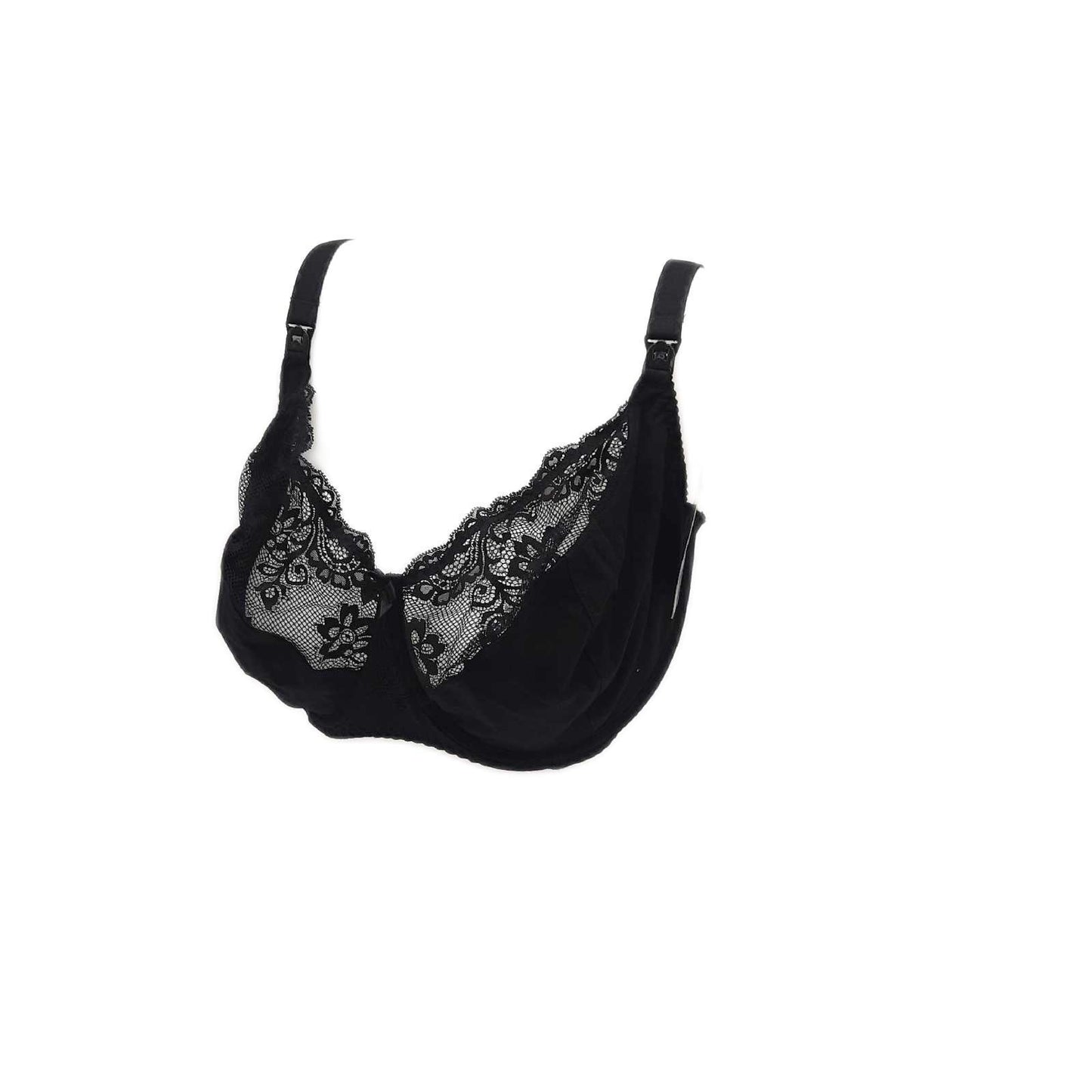 Teyli Damen Still BH - BH Bügel - BH Grosse Grössen Umstandskleidung mit Spitze - Still BH Große Brüste - Damen-BHS Stillen Schwarz 85J