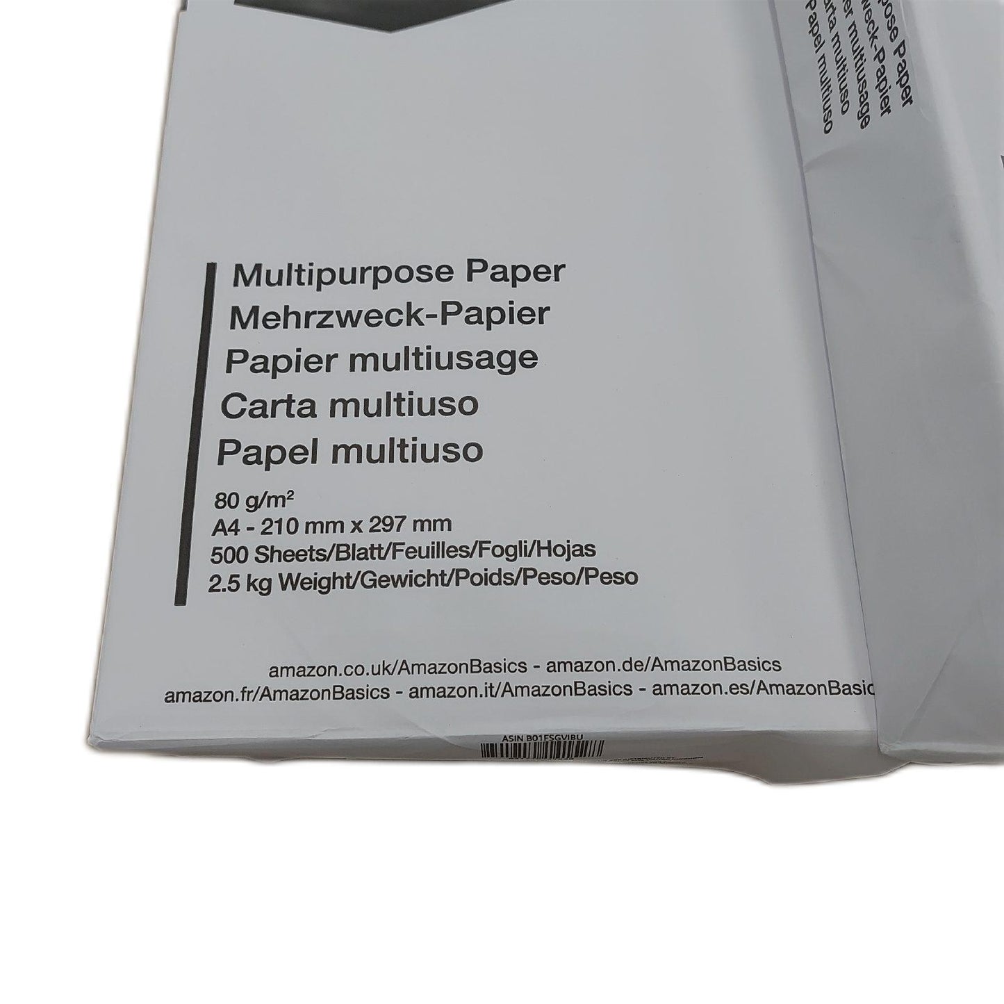 Amazon Basics Druckerpapier DIN A4 80 g/m² 2500 Stück 5 Packungen mit 500 Weiß