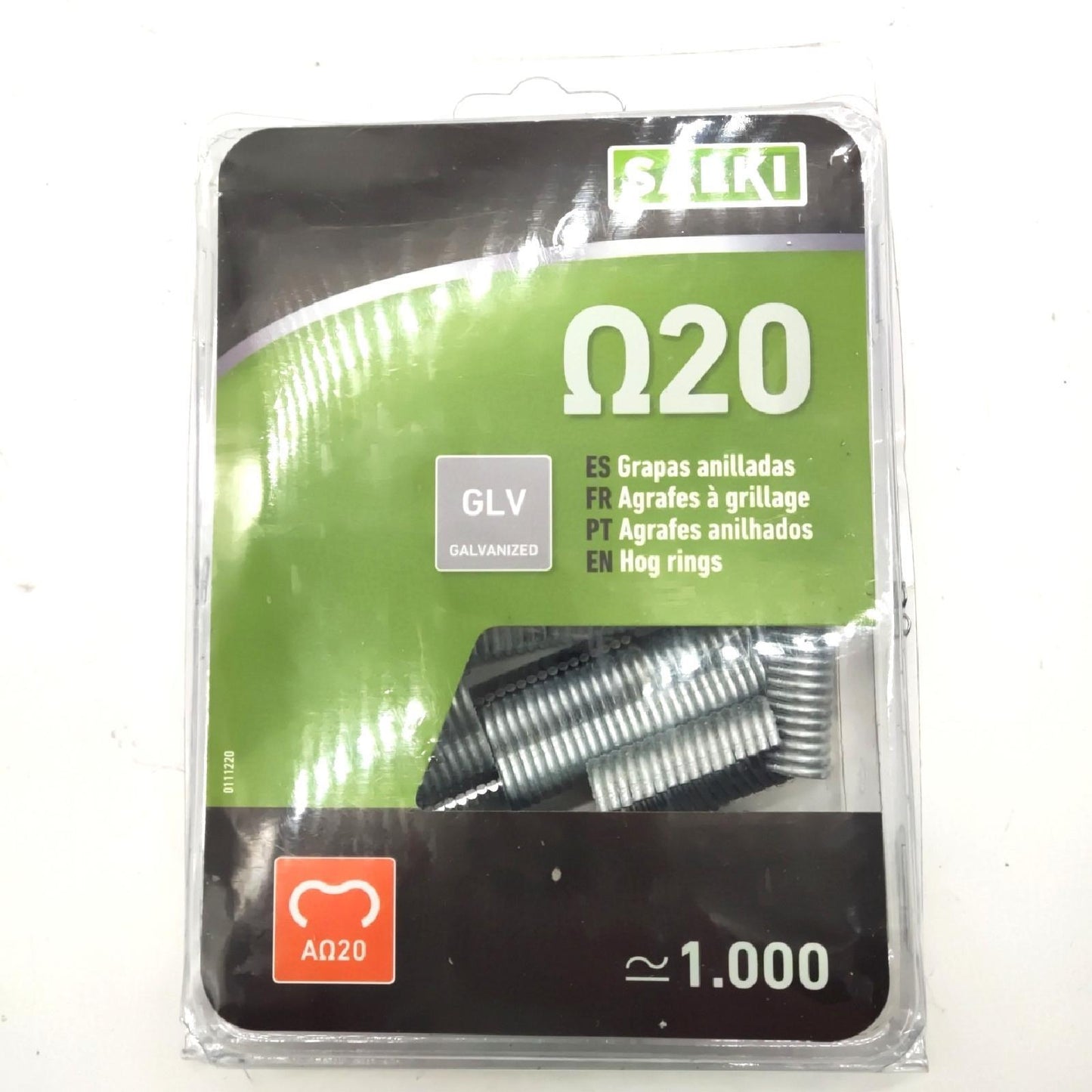 salki Heftklammer-Set mit Ladegerät FSK20C – Zaunzange mit integriertem Drahtschneider bis zu 3 mm Dicke + Blister mit 1000 Heftklammern ?20, verzinkt (3301310PA2)