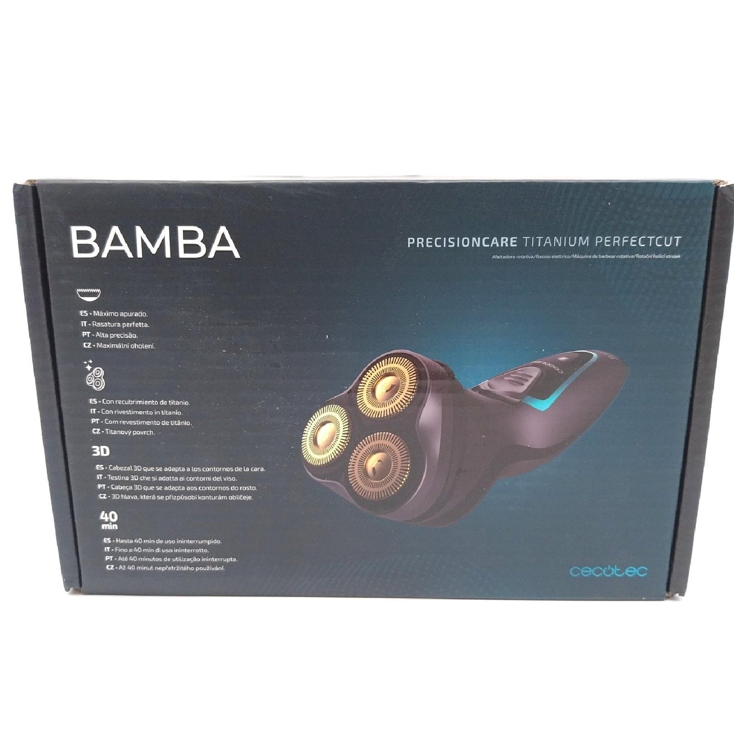 Cecotec Bamba Rasierer Präzisionspflege Titanium PerfectCut 8W Männer schnurlos